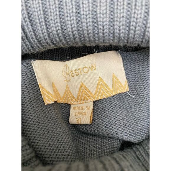 Bestow Lamswool & Nylon Blend Turtleneck Gray Pullover Top Sweater Cozy Size XL - Picture 5 of 9